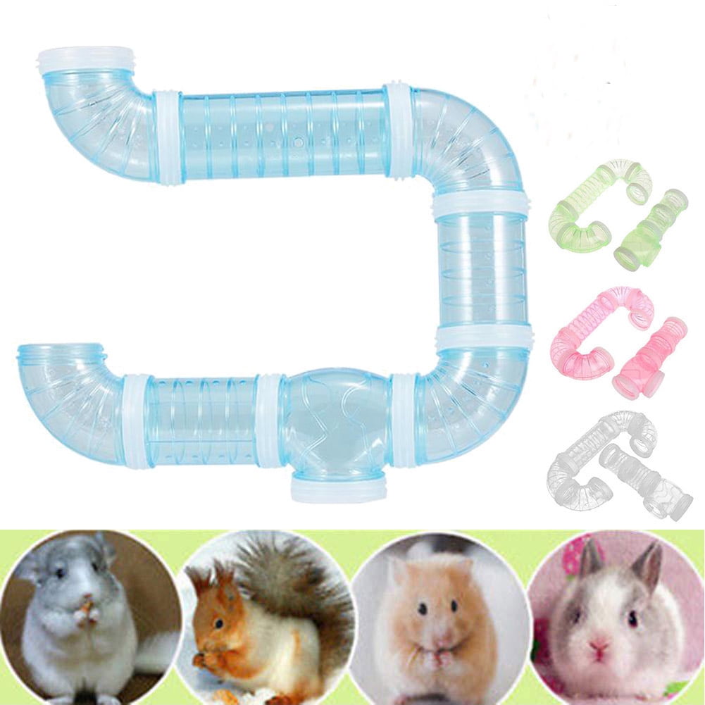 2x Hamster Tunnel Fittings Transparent Cage Plug Accessories Small Pet Toys 