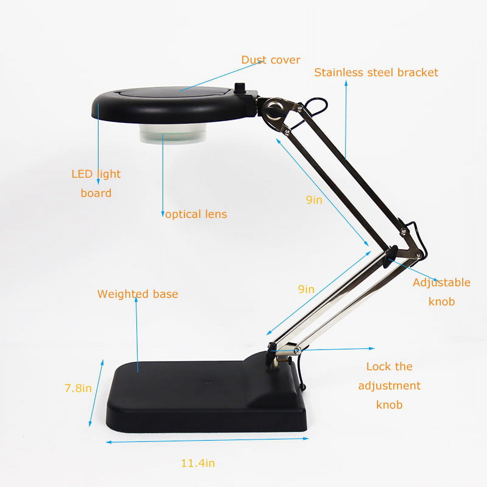 TECHTONGDA 30x Black Benchtop Magnifier Lamp Table Magnifier Lamp with Adjustable LED light Read Repair Tools