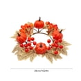 thumbnail image 3 of Halloween Mini Fall Pumpkin Wreath, Candle Ring with Maple Berry Pinecone for Table, Harvest, Thanksgiving Decor, 3 of 6