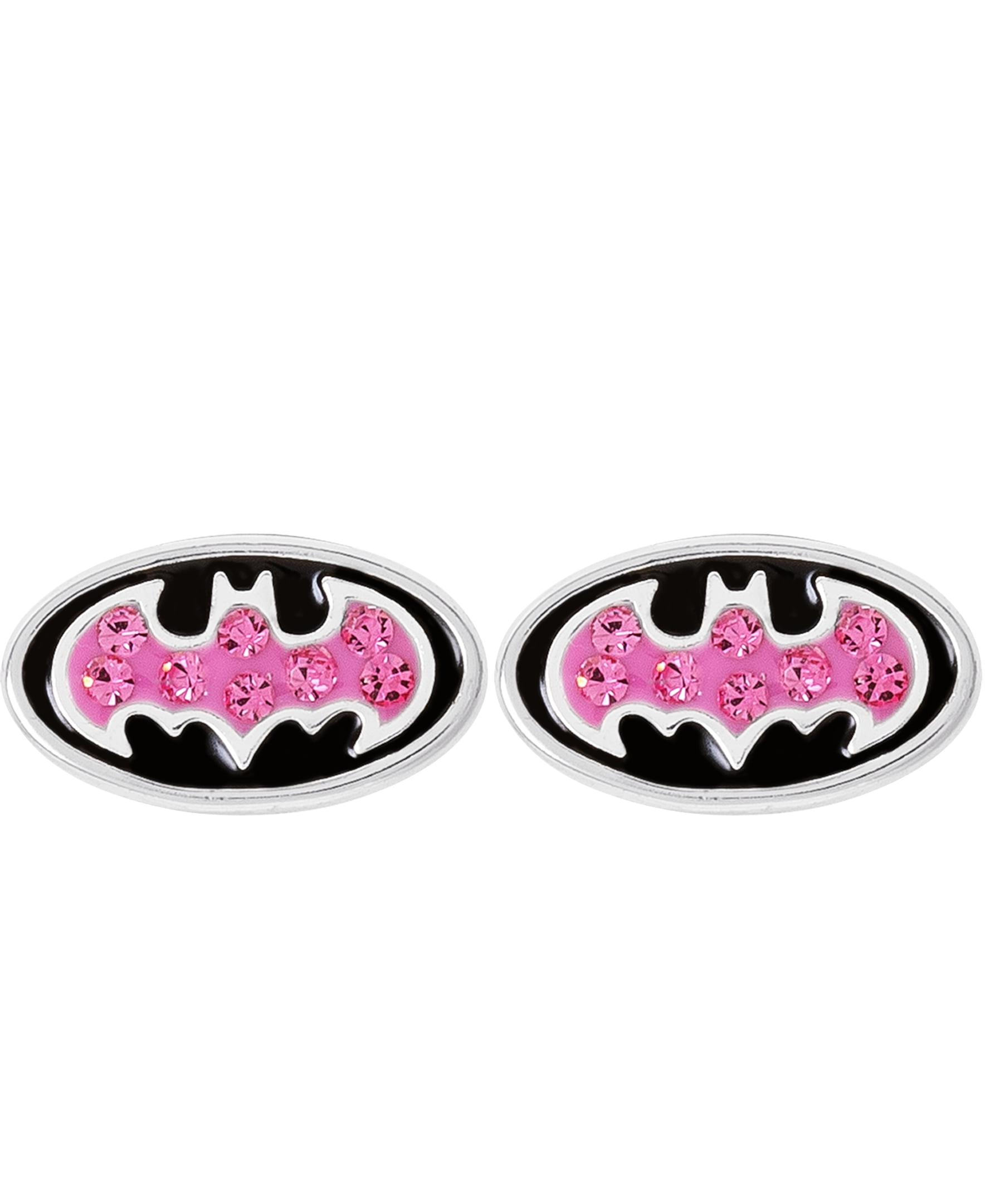 Sterling Silver Crystal Batman Earrings