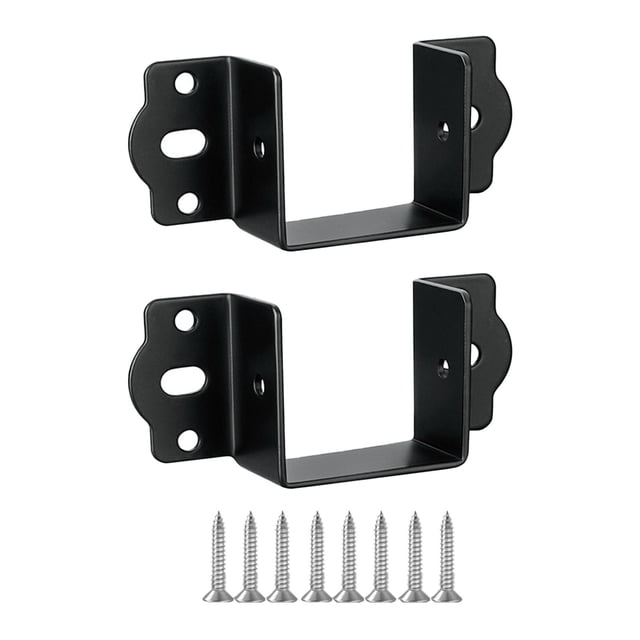 2 soportes para barandillas de cama, soportes para marcos de cama con 8 tornillos, fácil instalación, accesorios premium en forma de U, y herrajes. Negro