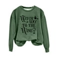 thumbnail image 2 of Lroveb Halloween Sweatshirts for Women Fashion Witch Way To The Wine Printed Round Neck Off Shoulder Long Sleeve Sweatshirt Top Graphic Sweatshirt, 2 of 3
