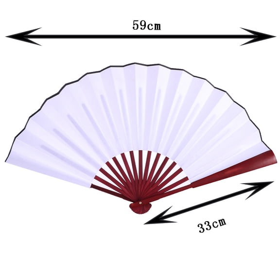 FELTECHELECTR 1Pcs White Hand Held Fan Foldable In Traditional Chinese Style For Parties 10 Inch