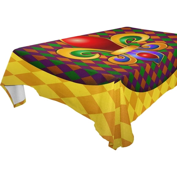 SKYSONIC Mardi Gras Tablecloth Waterproof Washable Polyester Square Table Cover Durable Tablecloth for Kitchen Dining Table Party Decor (60 X 120 Inch)