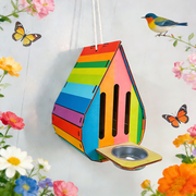 2 Pcs Butterfly Habitat with Feeders, Wooden Ladybird Butterfly Garden Kit, Diy Painted Wood Hanging Butterfly House Kit, Great Outdoor Garden Gift & Decor