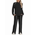 thumbnail image 2 of Conjuntos de Salón para Mujer, Conjuntos de 2 Piezas para Otoño, Pantalones Anchos, Conjuntos A Juego, Ropa de Mujer Negro M, 2 of 8