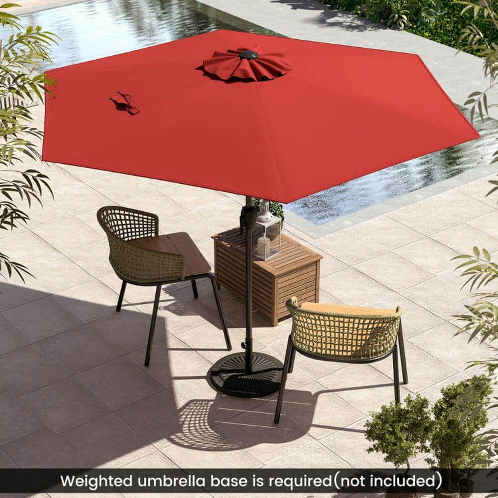 Yardi Yarda 7.5 Feet Outdoor Patio Heavy Duty Market Umbrella with Push Button Tilt, Outdoor Shade, Red