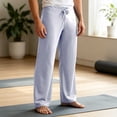 thumbnail image 5 of PNTUTB Wide Leg Pants for Men Solid Color Drawstring Trousers Casual Loose Comfortable Trendy Lounge Workout Yoga Sporty Pants, 5 of 7