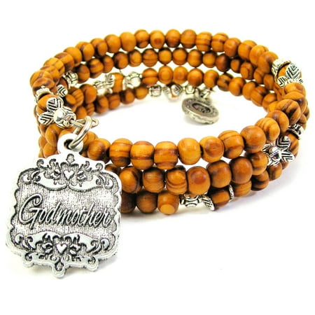 Wood Wrap Bracelet - Chubby Chico Charms Godmother Victorian Scroll Wood Wrap Bracelet