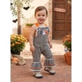 thumbnail image 6 of RUINIXCW Baby Girls Halloween Plaid Overalls Embroidery Sleeveless Flared Jumpsuit Suspender Pants for Toddler, 6 of 8