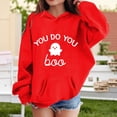 thumbnail image 2 of Zylarhe Halloween Sweatshirts for Kids Girls Hoodies Sweatshirts Stylish Print Pullover Halloween Long Sleeve Hooded Pocket Red 13-14 Years, 2 of 4
