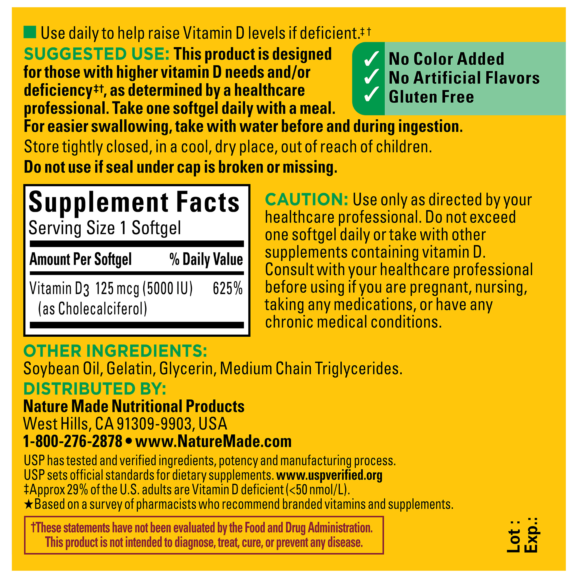 Nature Made Extra Strength Vitamin D3 5000 IU, 100 Count photo 3