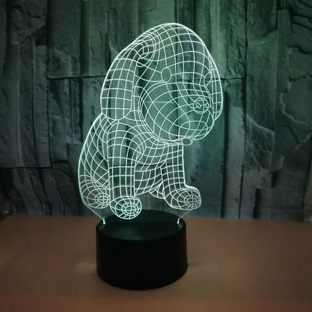 

3d Led Optical Illusion Acrylic Night Light With Remote & Smart Touch 7 Colors Changingpuppy
