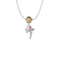 thumbnail image 2 of Delight Jewelry Silvertone Small Fairy with Pink Wings Mia Monkey Charm Necklace, 2 of 4