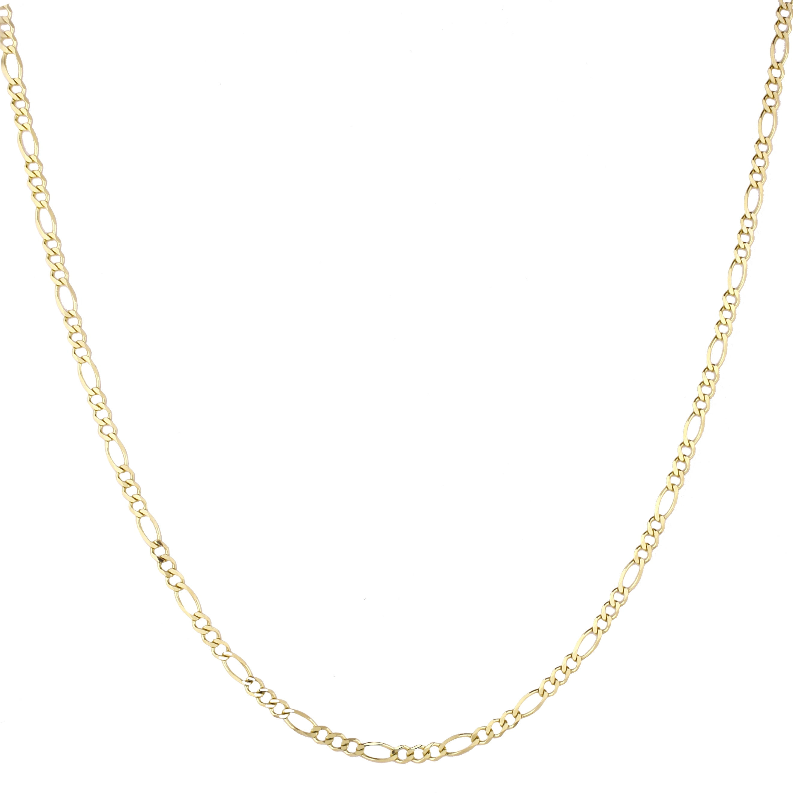 14k 24 Yellow Solid Gold 3mm Diamond Cut Classic Figaro Chain Necklace with Lobster Clasp