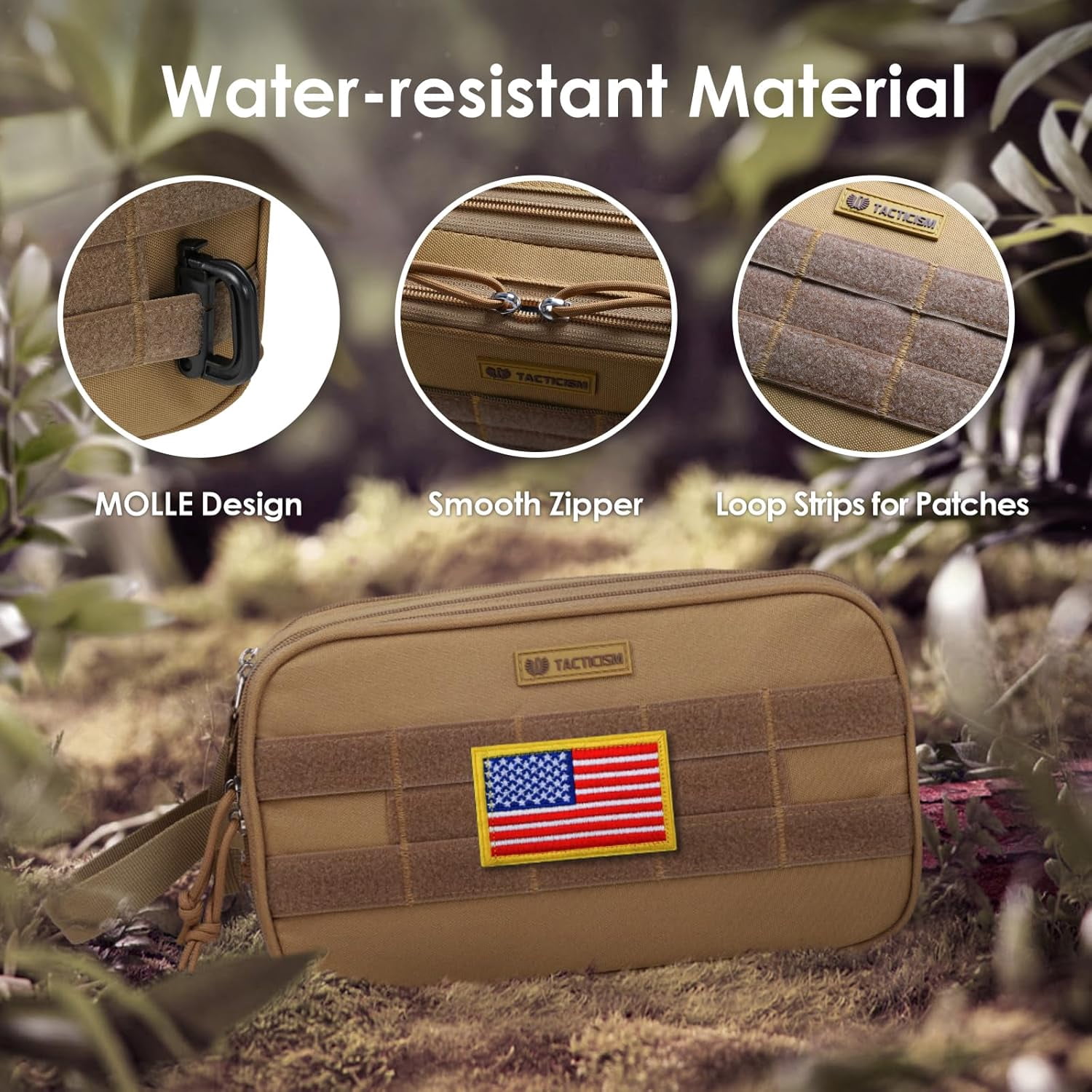 Toiletry Bag for Men - Extra Large Dry Wet Separate Travel Toiletry Bag, Tactical Molle Dopp Kit for Men, Water-Resistant Shaving Bag for Travel Camping Gym, Brown