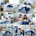 thumbnail image 5 of Abstract Watercolor Duvet Cover Set King Size, Gold Blue Blend Graffiti Art 4 Piece Soft Microfiber Bedding Set with 1 Duvet Cover, 1 Flat Sheet, 2 Pillowcases, 5 of 9