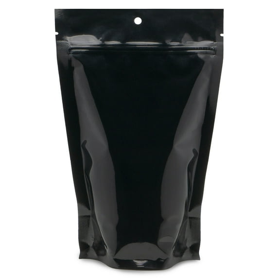 100 pcs Black 6" x 9.5" Stand Up Food Pouch Ziplock Mylar Smell Proof Bags