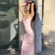 thumbnail image 4 of Vestido Midi Ajustado con Fruncido Floral para Mujer, de y de , Ideal para Invitadas de Boda, Cócteles y Salidas de Verano 2025. Rosa M, 4 of 10