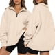 thumbnail image 5 of Txlixc Suéter con cremallera de un cuarto para mujer Color sólido Suéter suelto de manga larga de ocio Fall Street Txlixc  moda, 5 of 6