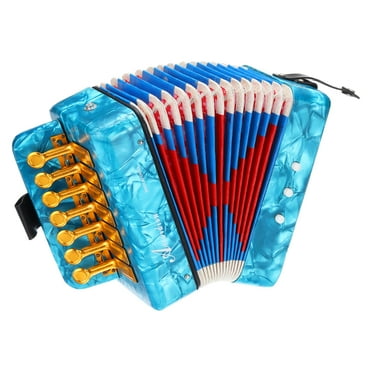 Uxcell Accordion, 10 Keys Bass Button Accordion Mini Musical Instrument Lightweight for Children Beginners Educational, Sky Blue