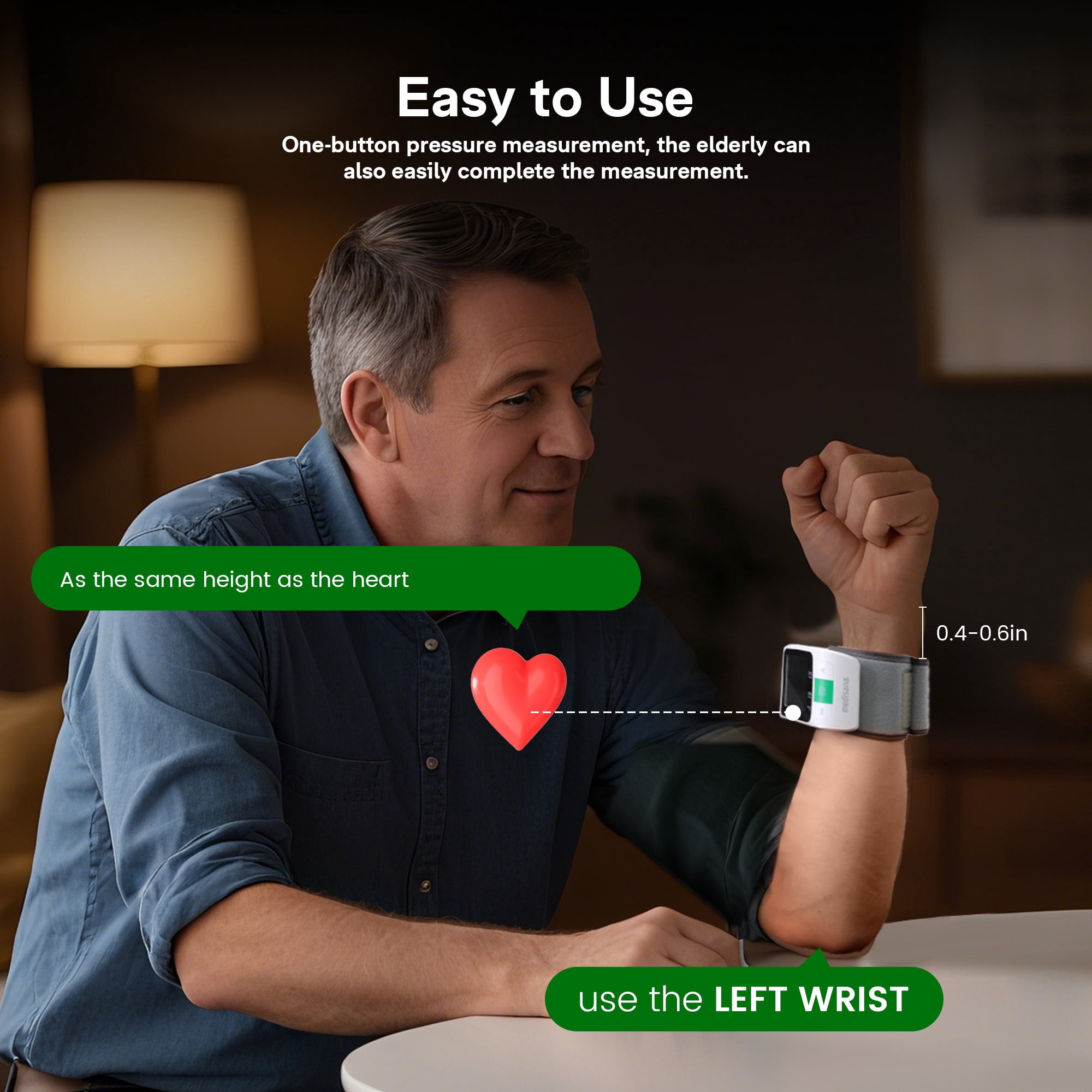 Medisana Bluetooth Wrist Blood Pressure Monitor for Home Use, Automatic Digital BP Machine with Adjustable Wrist Cuff, 2x99 Memory, VA Full View Screen, 4-Color Backlight