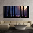 thumbnail image 2 of wall26 - 3 Piece Canvas Wall Art - Tall Trees of a Forest Illuminated with a Big Full Moon - Modern Home Art Stretched and Framed Ready to Hang - 24"x36"x3 Panels, 2 of 4