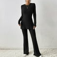 thumbnail image 1 of Women Crewneck Tops & Wide Leg Pant Set Simple Slouchy Home Suits (Army Green S), 1 of 6