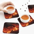 thumbnail image 7 of Disketp Fiery Dragons Castle Attack Funny Coasters,6 Pcs Leather Coasters with Holder, Perfect Housewarming Hostess Gifts,Protect Furniture from Water Marks Scratch and Damage,Square, 7 of 7