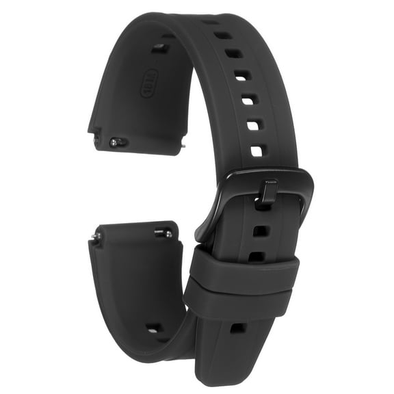 Uxcell Silicone Watch Band 18mm Quick Release Flexible Soft Rubber Replacement Watch Strap with Stainless Steel Black Clasp for Men Women, Black