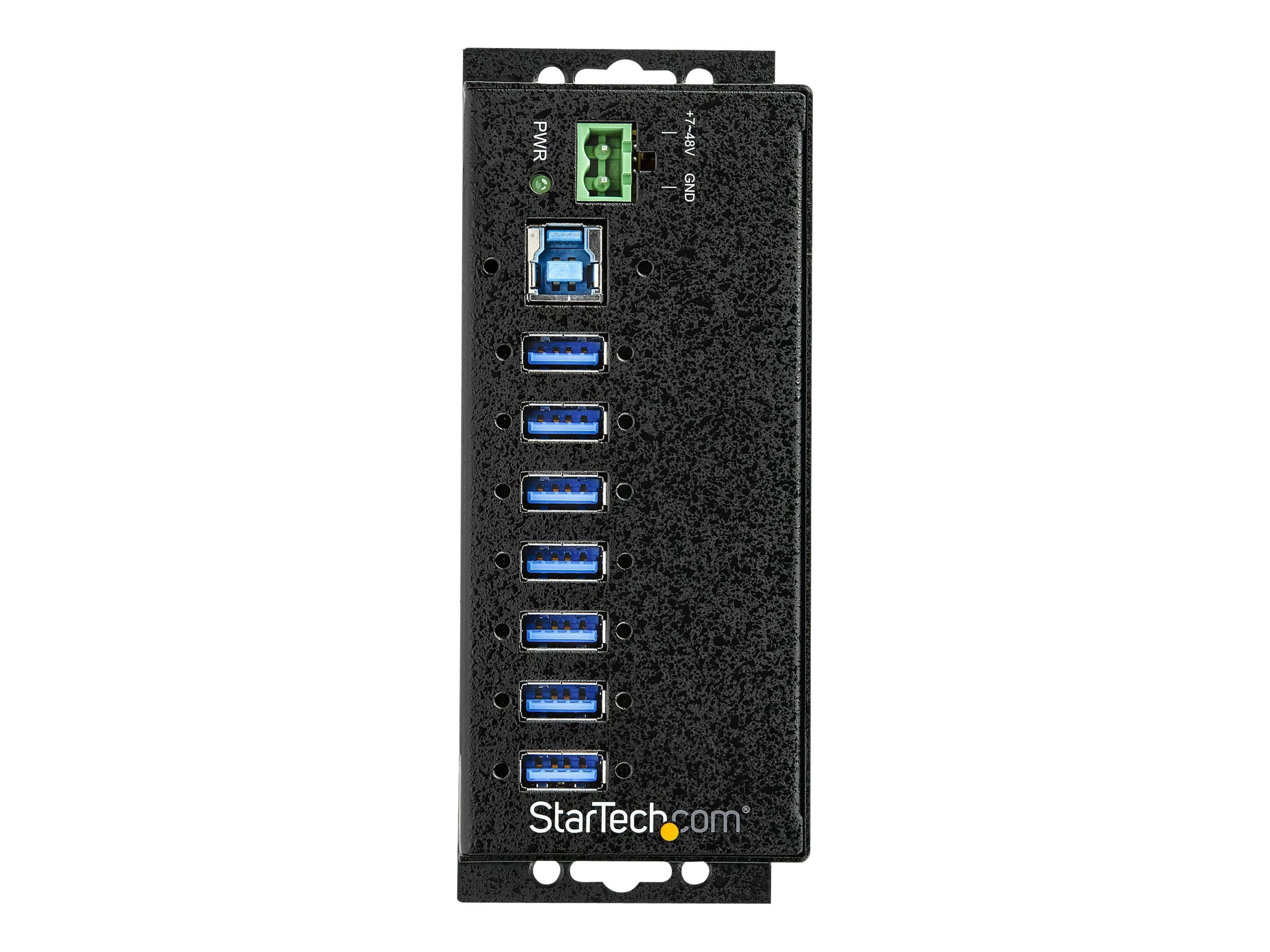 Startech.com 7 Port Usb Hub With Adapter, Surge Protection, Metal Industrial Usb 3.0 Data Transfer Hub, Din Rail, Wall Or Desk Mountable, High Speed Usb 3.1/usb 3.2 Gen 1 5gbps Hub -