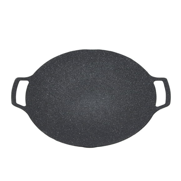 Aluminum Alloy Double Handle Round Griddle, Anti Stick Coating Round Grill Pan for Picnic BBQ, with Composite Base and Vertical Heating Technology, Suitable for Various Stoves