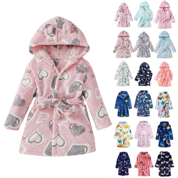 Bovxnpu Fleece Hooded Warm Dress Hooded Dress Graphic Cloud Soft Flannel Dress Outfits (Girl's or Boy's)