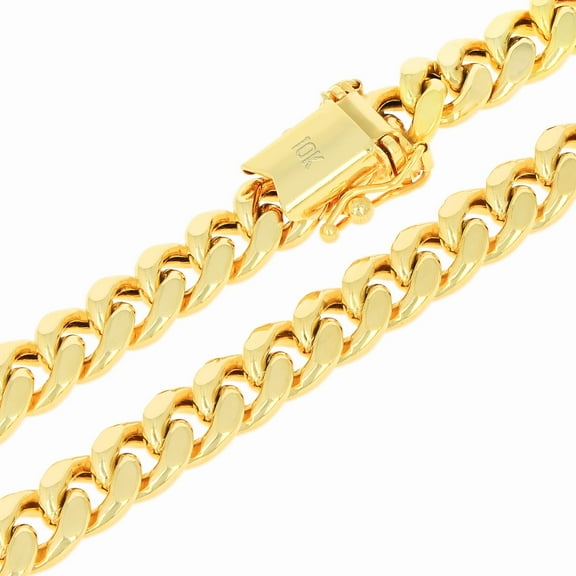 Nuragold 10k Real Yellow Gold Miami Cuban Link 6.5mm Chain Necklace (16"-30") Italian Jewelry for Men & Women
