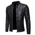 thumbnail image 2 of 2024 Mens Pu Leather Jacket Motorcycle Biker Men‘s Jackets Autumn Winter Warm Black Outdoor Outwear Coats Plus Szie 5Xl, 2 of 7