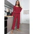 thumbnail image 5 of ebukurty Red Pajamas Sets for Women 2 Piece V-neck Long Sleeve Sleepwear, Sizes S-XL, 5 of 8
