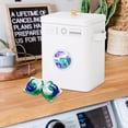 thumbnail image 4 of Skywin Metal Laundry Pod Container with Lift-Up Lid Wooden Handle for Laundry Room Organization, Dishwasher Pods Container (White), 4 of 7