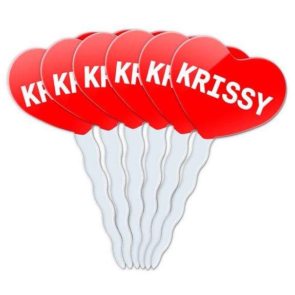 Krissy Heart Love Cupcake Picks Toppers - Set of 6