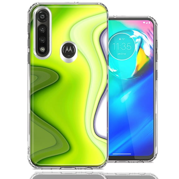 MUNDAZE For Motorola Moto G Power Green White Abstract Design Double Layer Phone Case Cover