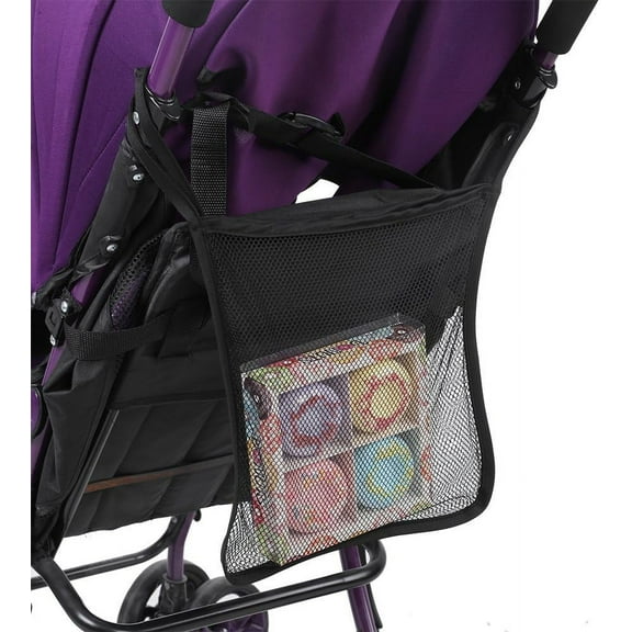 4Pcs Stroller Organizer, Stroller Storage Bag, Oxford Hanging Mesh Stroller Bags Soft, Breathable, Washable for Diapers, Drinks, Daily Essentials and Miscellaneous