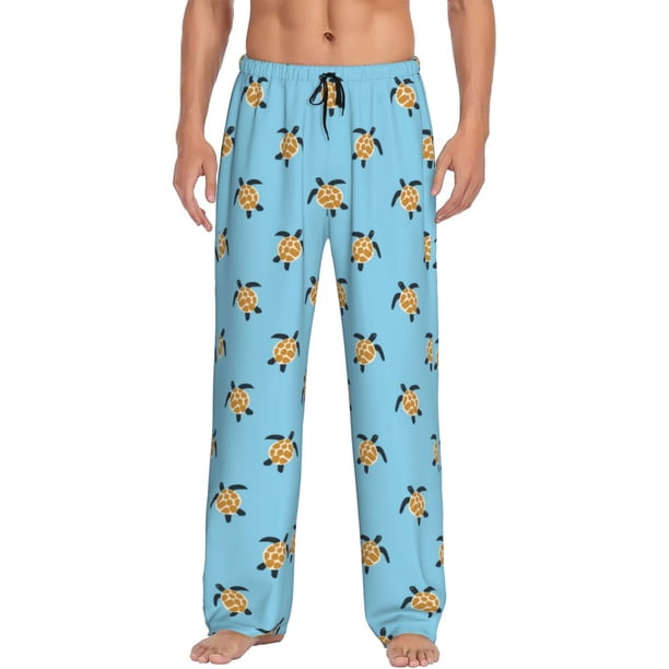 Fotbe Sea Turtle Pantalones de Pijama para Hombre, Pantalones de Dormir, Pantalones de Casa con Cintura Ajustable y Bolsillos-Small