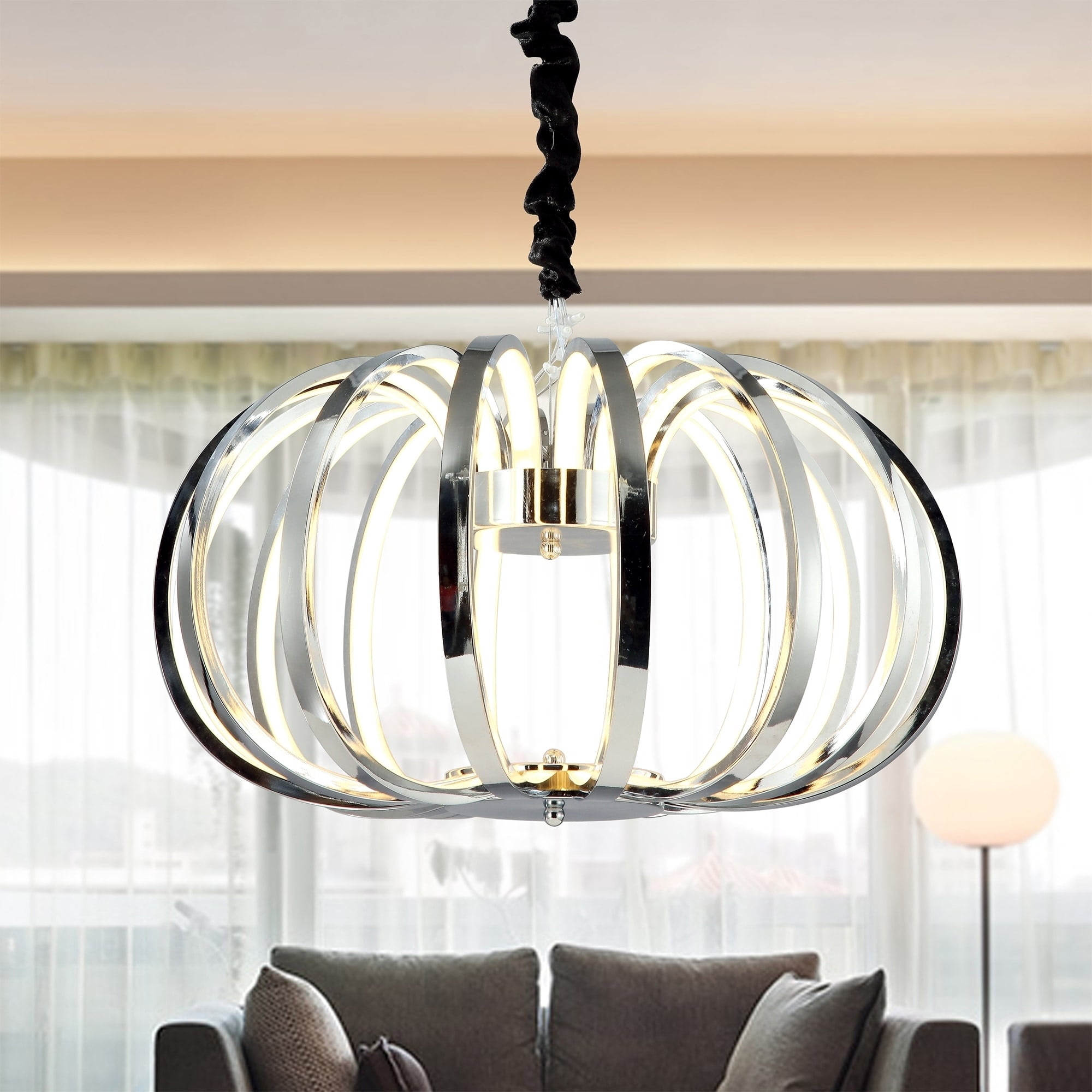 Hardwin Chrome 22-inch LED Pendant with Clear Shade (Adjustable Height)