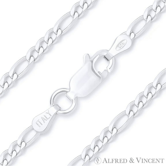2.1mm Figaro / Figaroa Link Italian Chain Anklet in Solid .925 Sterling Silver