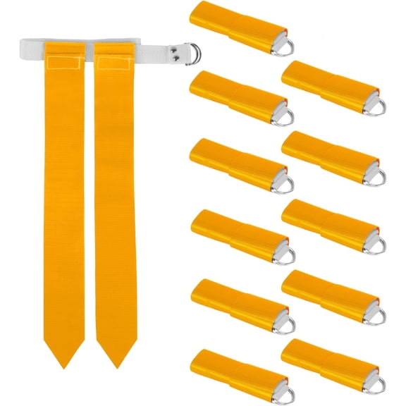 12-Pack Flag Football Team Set - 12 Belts with 24 Flags, Accessories for Flag & Touch Games, Practices, & Training-Yellow