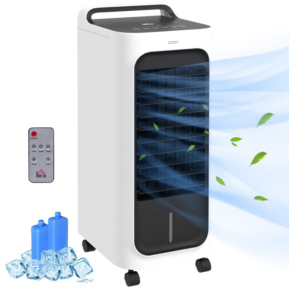26" Evaporative Air Cooler with Ice Packs, 3-in-1 Ice Cooling Fan with Water Tank, Timer, Remote, 90° Oscillating for Home Office Bedroom