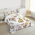 thumbnail image 3 of Feelyou Kawaii Rabbit Animal Queen Comforter Set, Cute Butterfly Bunnies Bedding Sets, Rustic Flower Floral Reversible Bedding Comforter Set, Ultra Soft Bedroom Decor, 3-Piece, 3 of 8