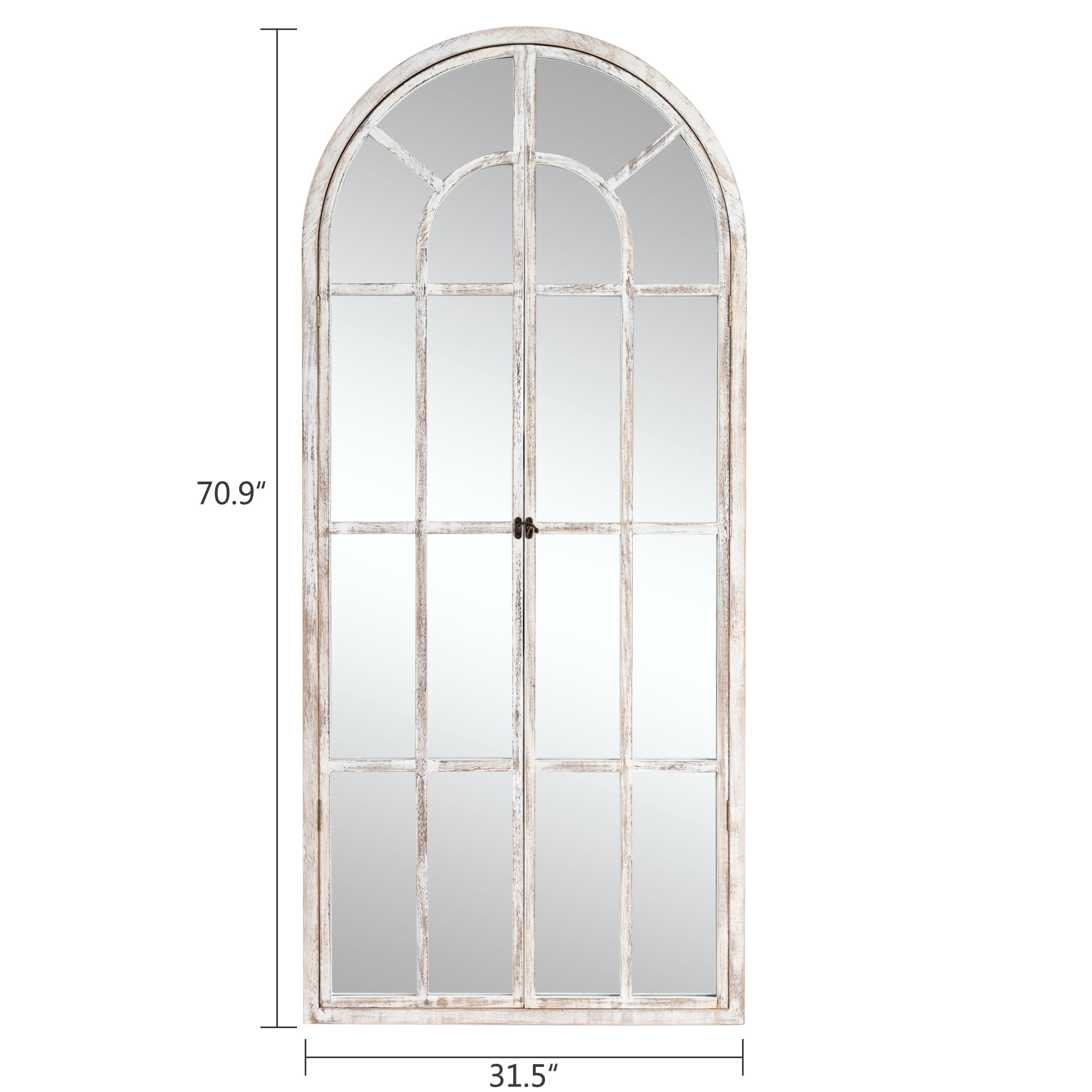 MAYEERTY 71"x32" White Arched Wall Mirror Full Lengthr with Hanging Mirror for Bedroom or Living Room