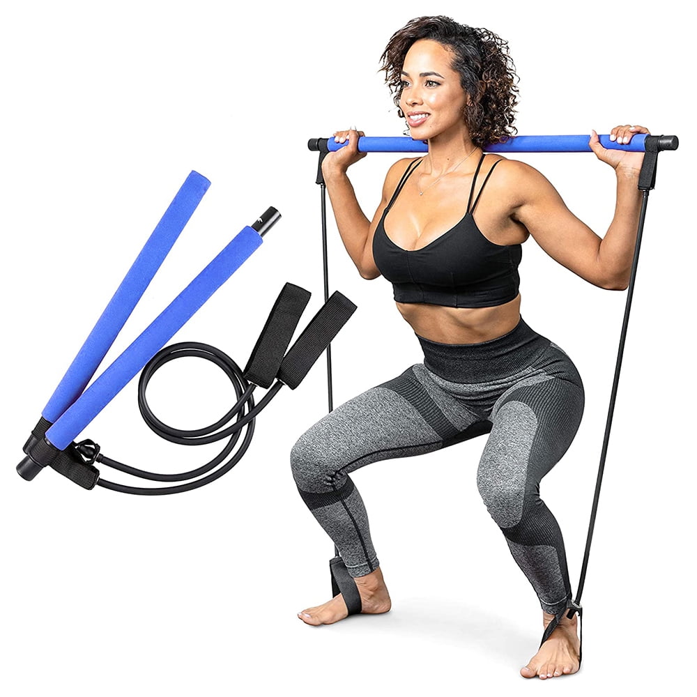 Set di barre per pilates, bastone portatile per esercizi con footloop, allenamento a casa, fitness, fascia di resistenza per yoga, stretching, scolpire