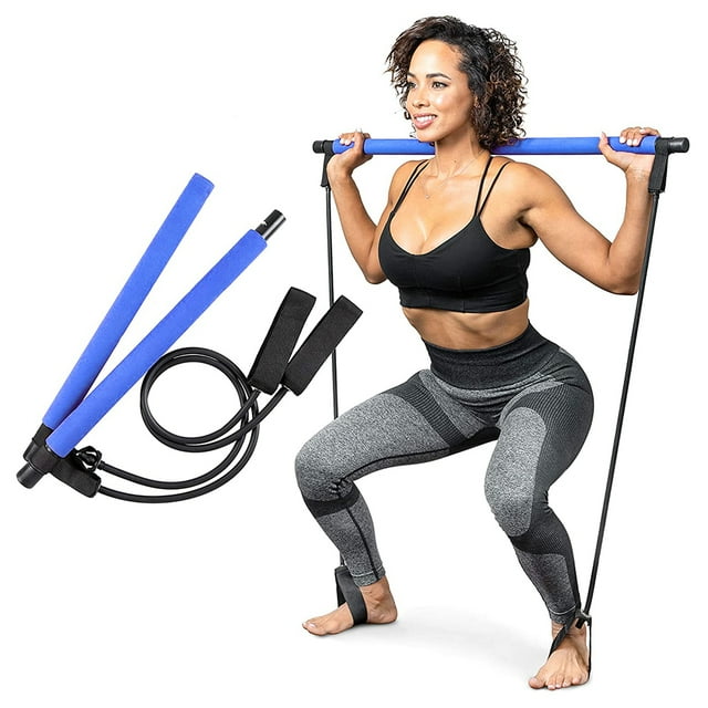 Bâton de Yoga Barre de Pilates - Trousse de Barre de Pilates pour Gym à Domicile avec Bandes de Résistance de Pilates