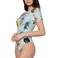thumbnail image 2 of The Xecao Elephant Tree Women's Crew Neck Body Suit, a short-sleeved bodysuit and basic swimsuit, both comfort and style for dating and daily life, 2 of 9
